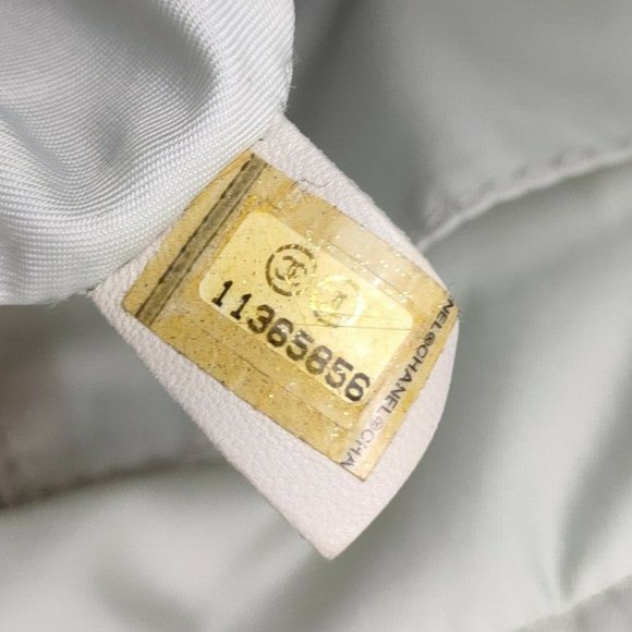 CHANEL Biarritz Paris Metallic Quilted Coated C Gray Beige Leather Canvas Tote - Picture 12 of 13